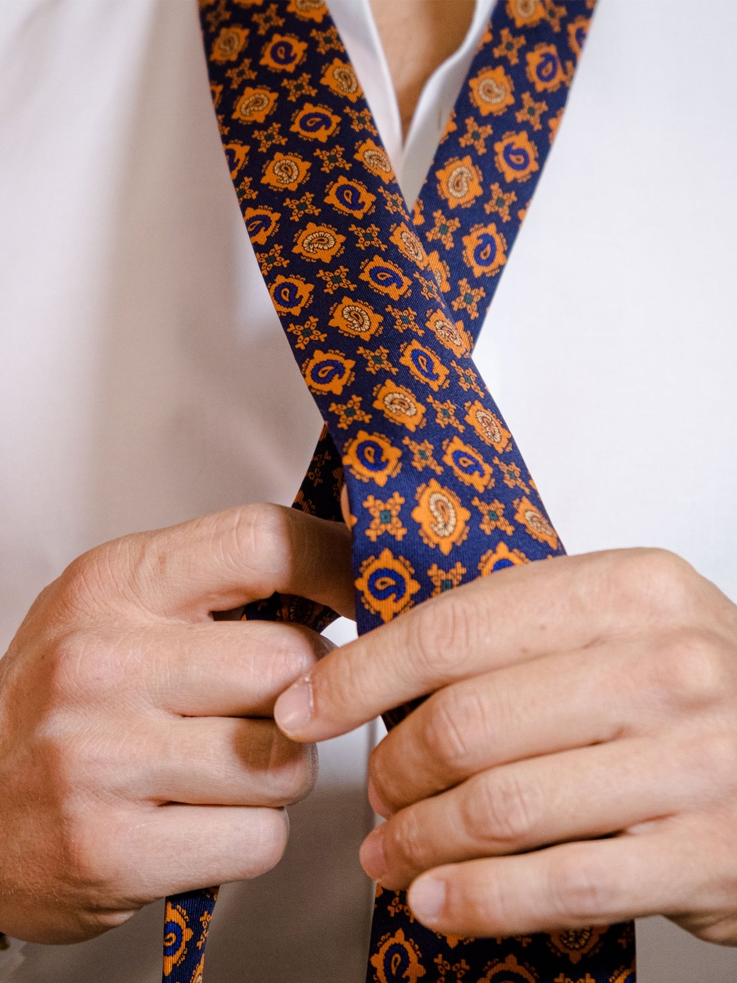 Dark Blue 3 Folds AMANDA Silk Tie