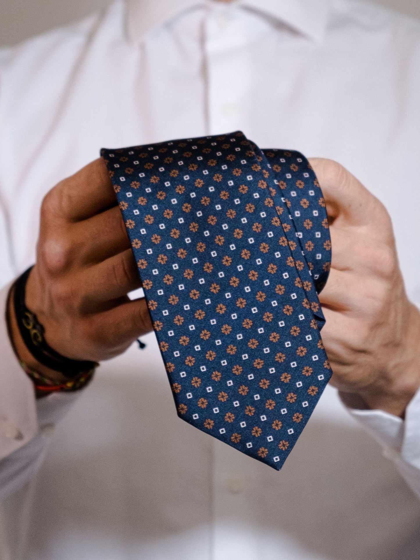 Black Tie 3 Folds SAVERY in Luxury Printed Silk