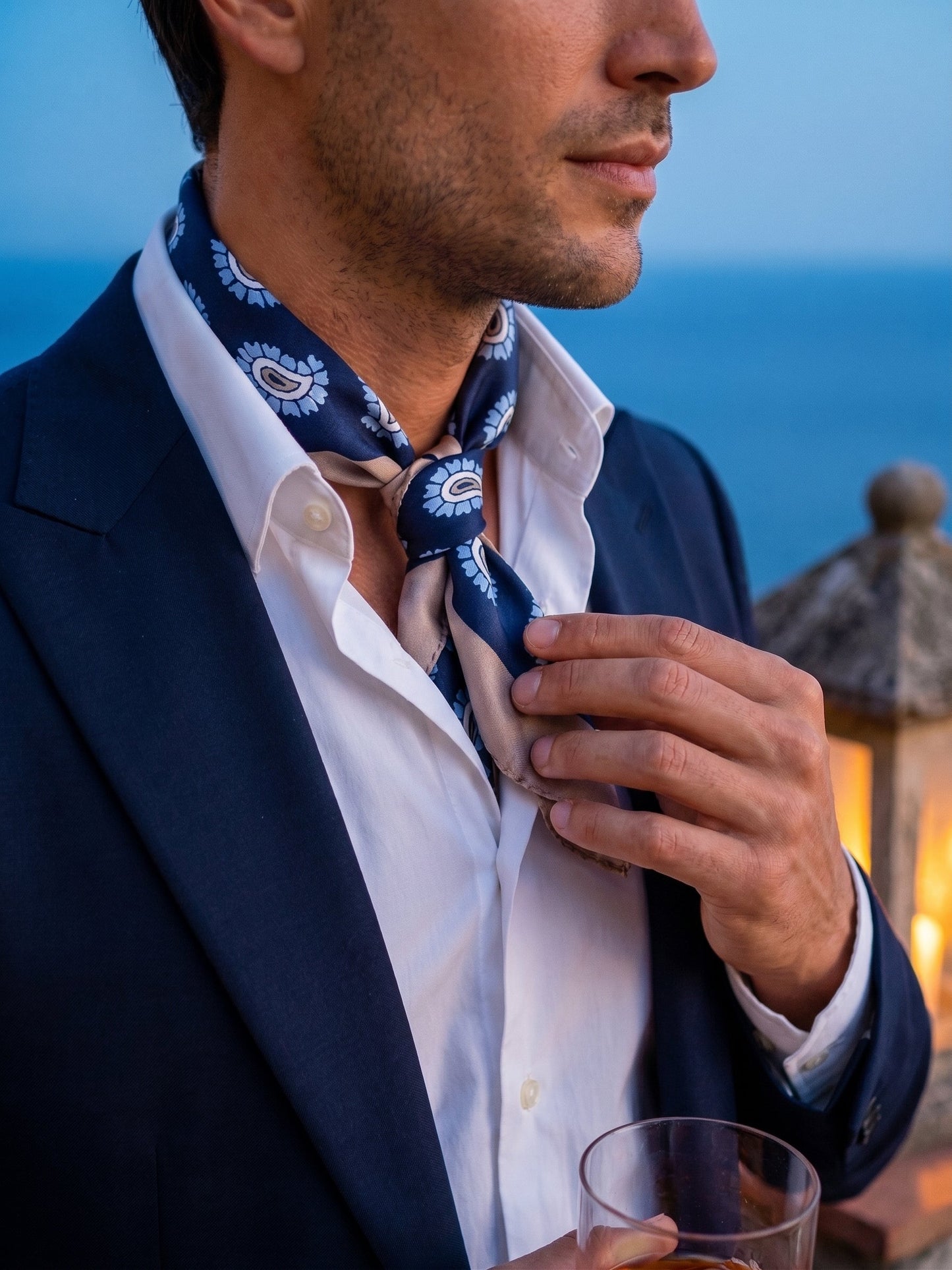 Blue Printed Silk GAGGIA Foulard