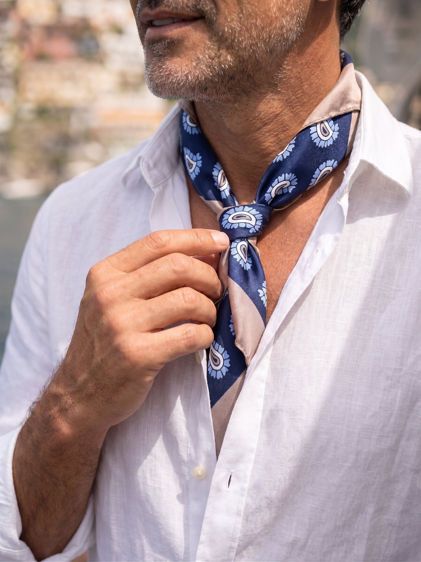 Blue Printed Silk GAGGIA Foulard