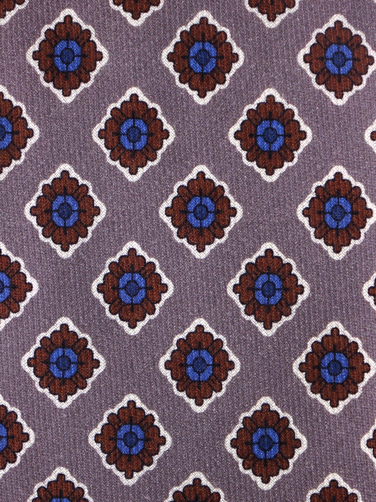 Beige GASTONE 3-Fold Tie in English printed challis wool