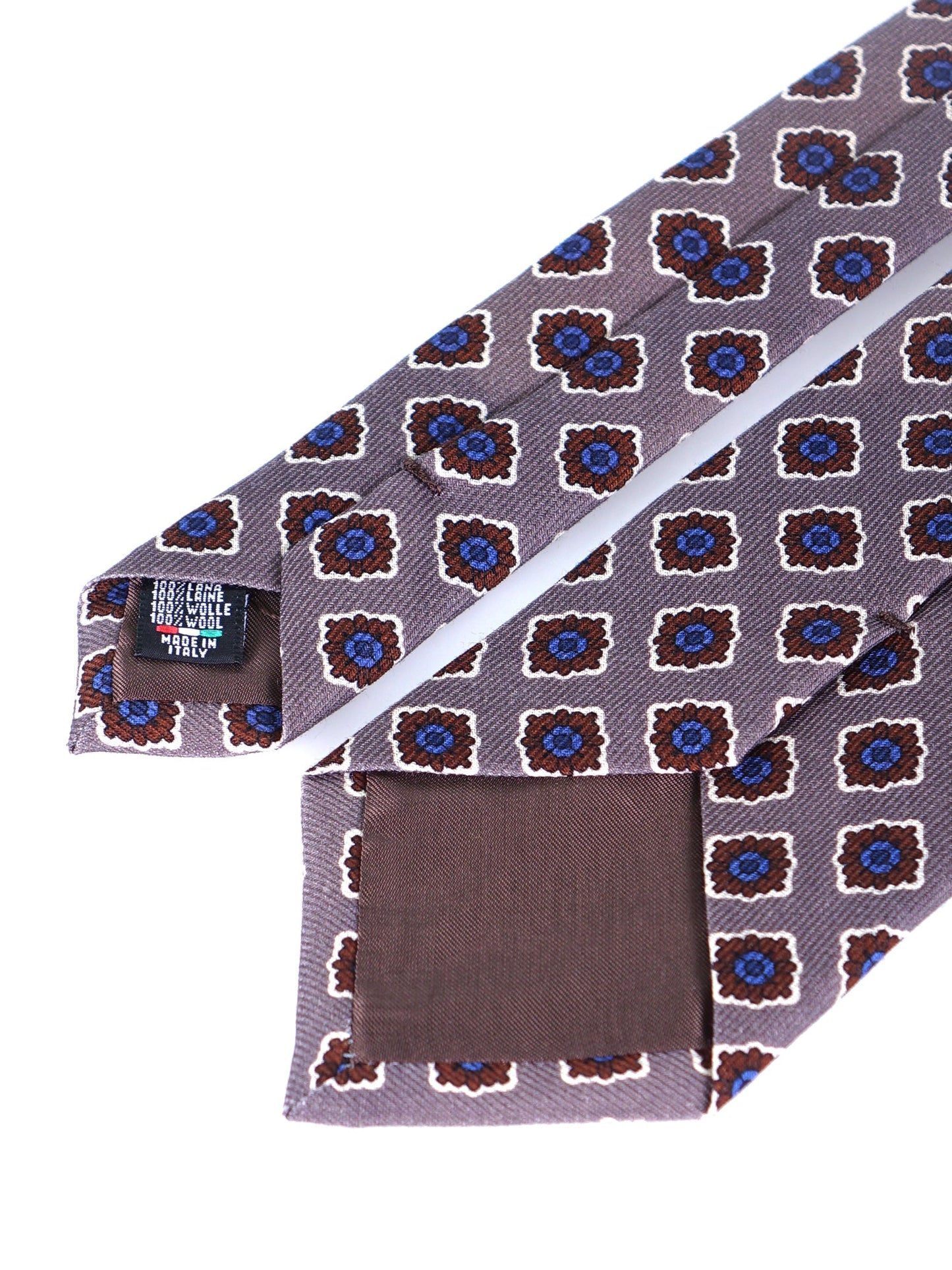 Beige GASTONE 3-Fold Tie in English printed challis wool