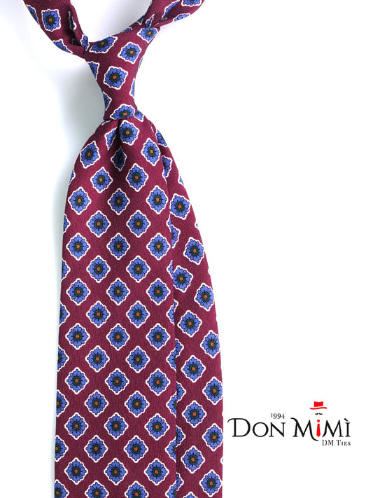 Bordeaux 3 Fold Tie GASTONE in printed English challis wool