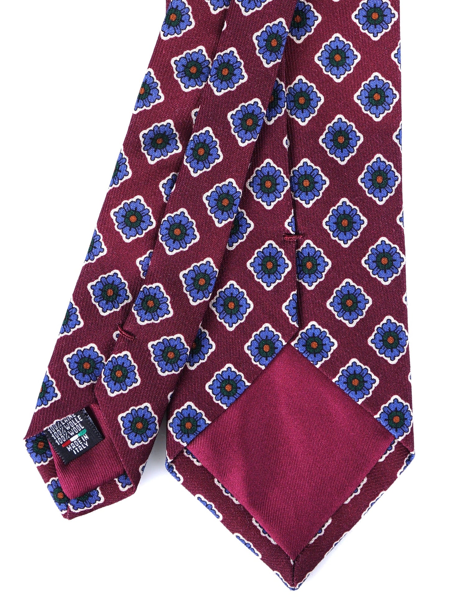 Bordeaux 3 Fold Tie GASTONE in printed English challis wool