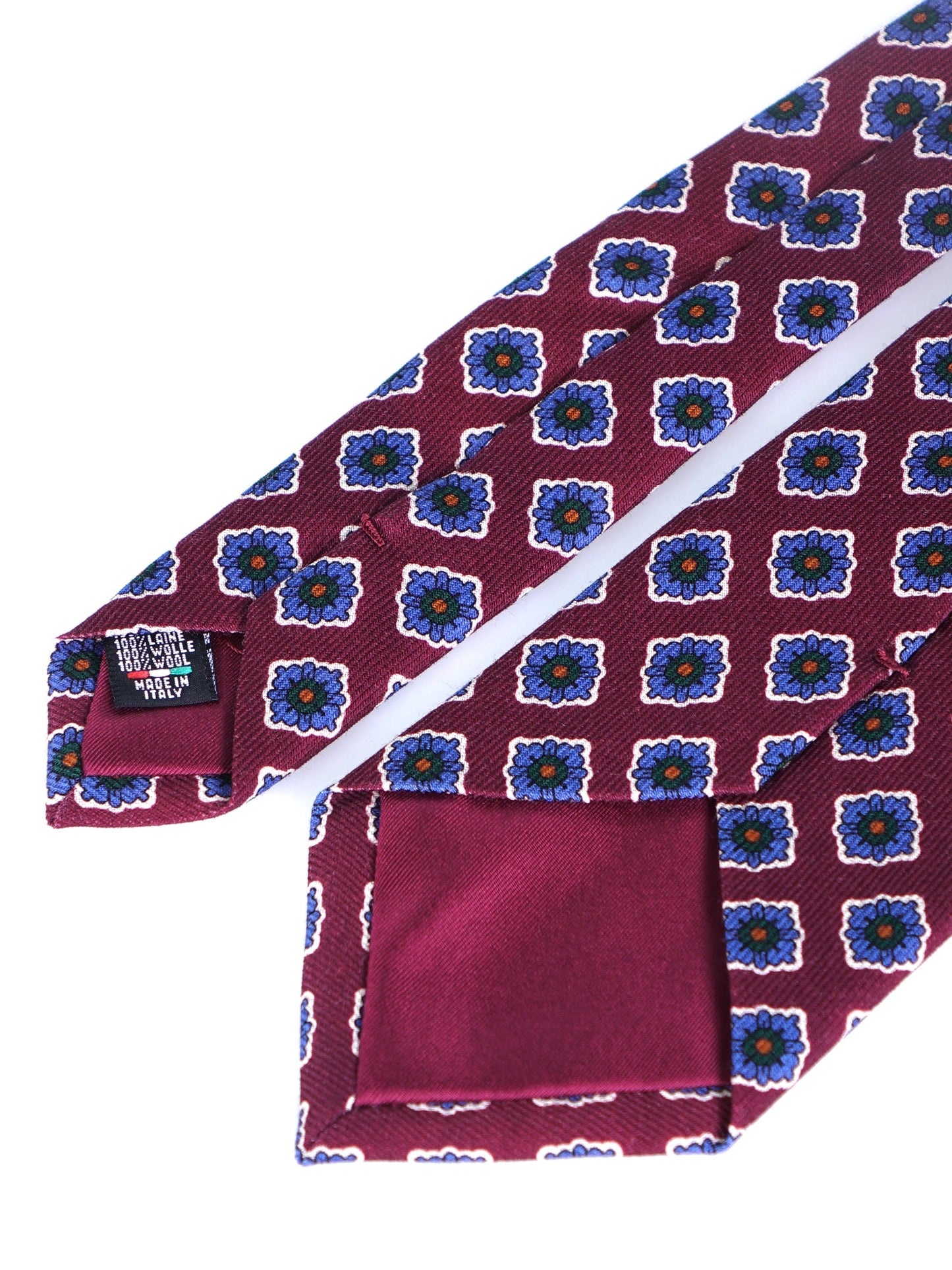 Bordeaux 3 Fold Tie GASTONE in printed English challis wool