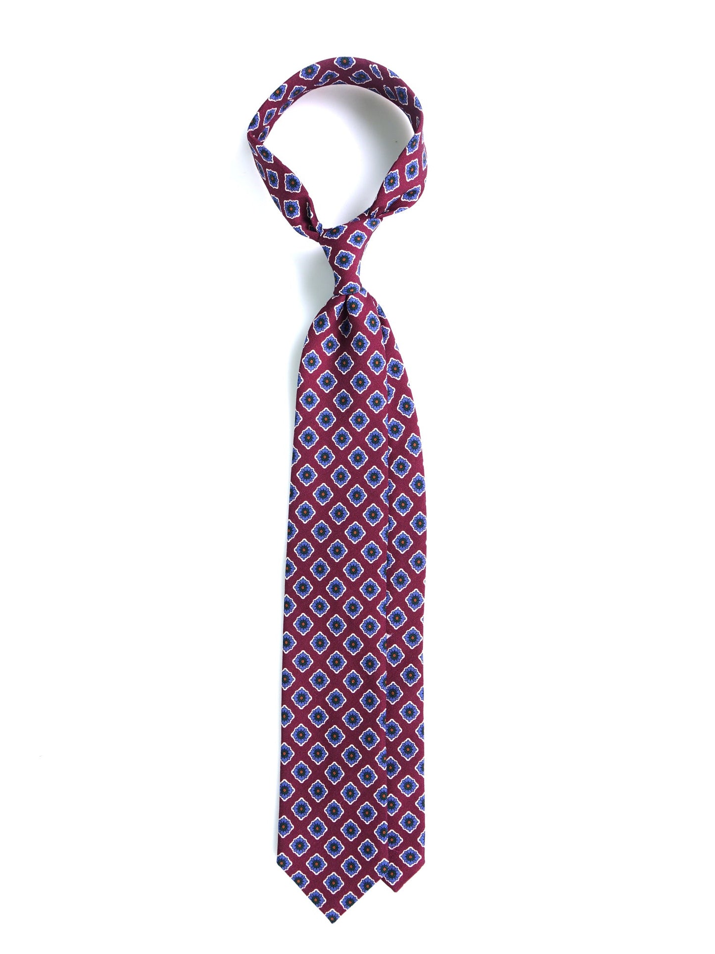 Bordeaux 3 Fold Tie GASTONE in printed English challis wool