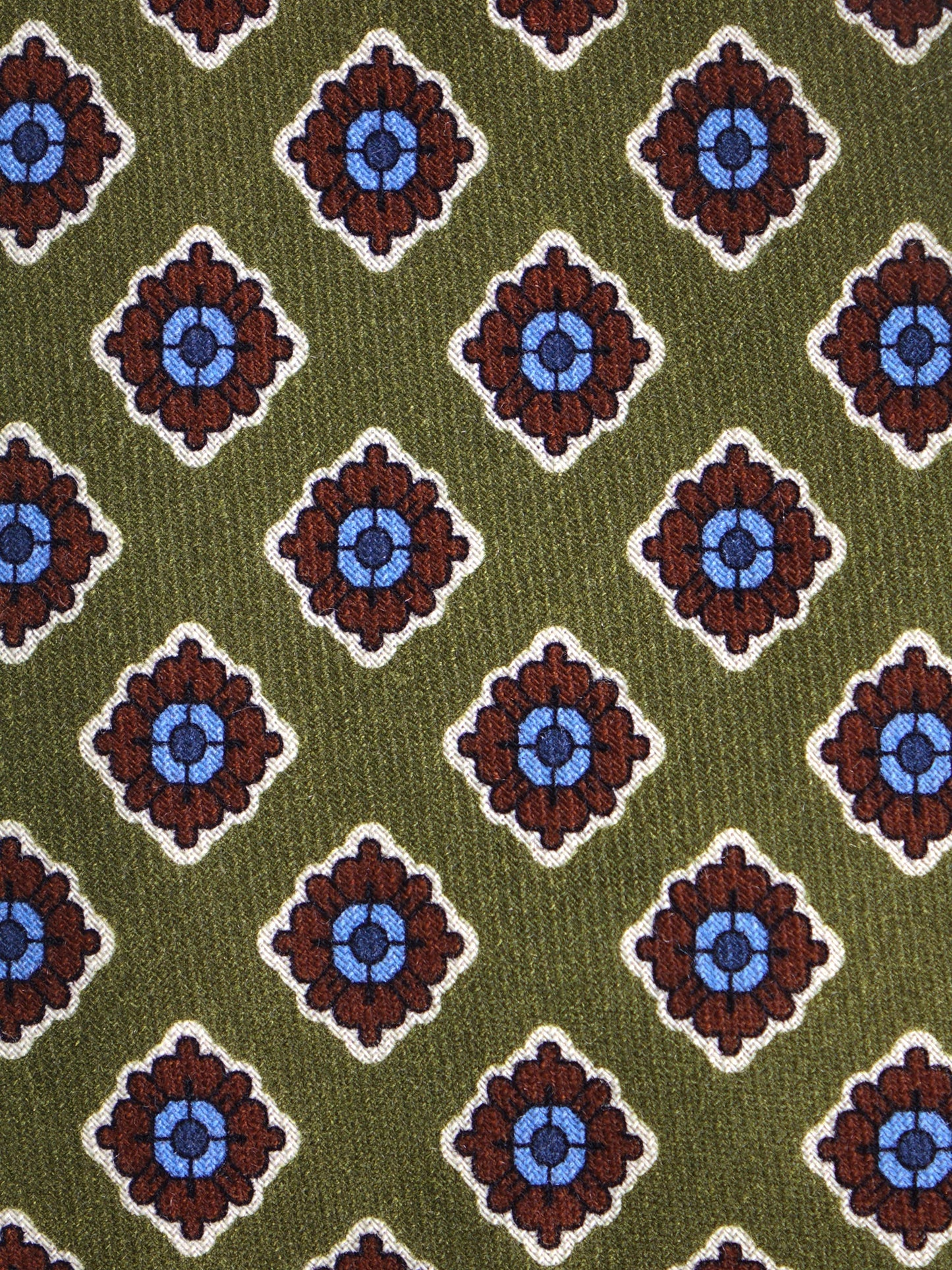 Green Tie 3 Folds GASTONE in Printed English Challis Wool