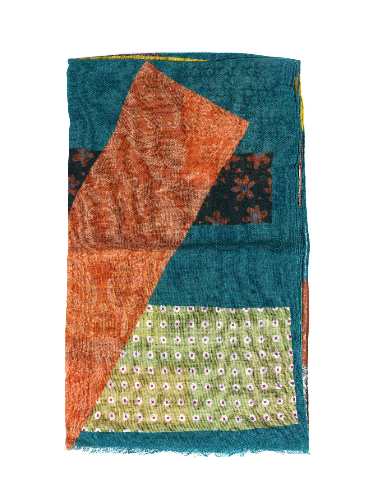 GIULIA Green Scarf in pure printed wool