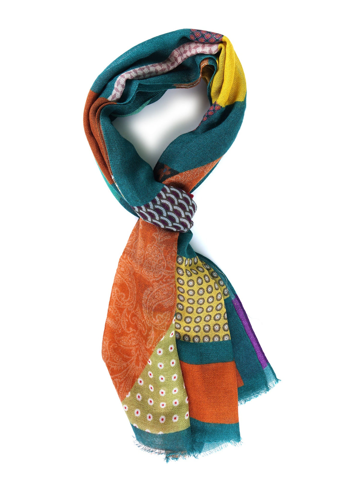 GIULIA Green Scarf in pure printed wool