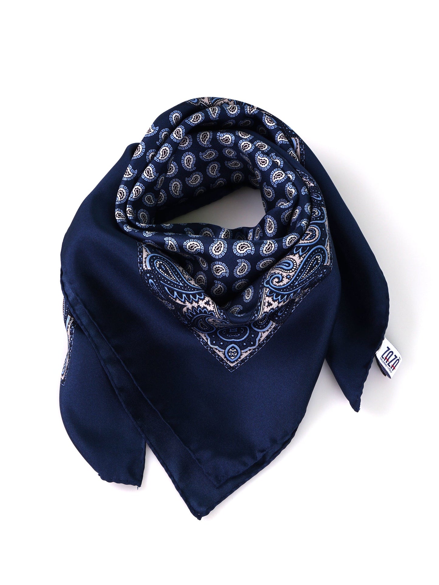GLAZE blue printed silk foulard