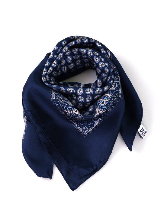 GLAZE blue printed silk foulard