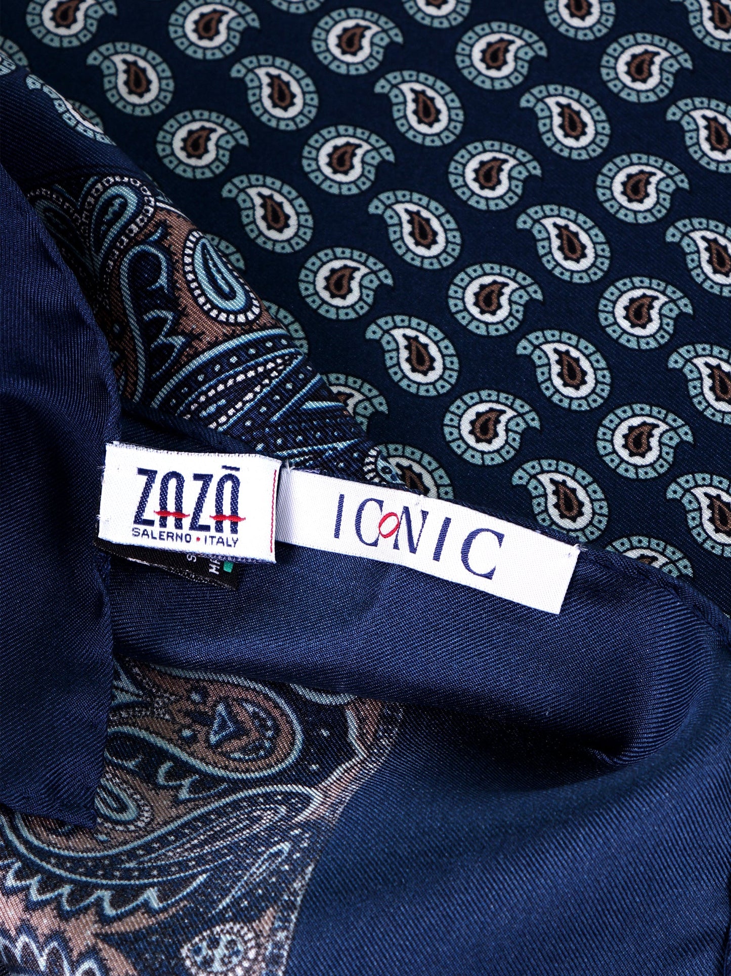 GLAZE foulard in blue printed silk