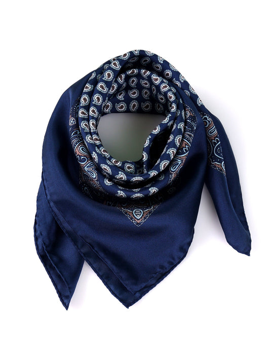 GLAZE foulard in blue printed silk