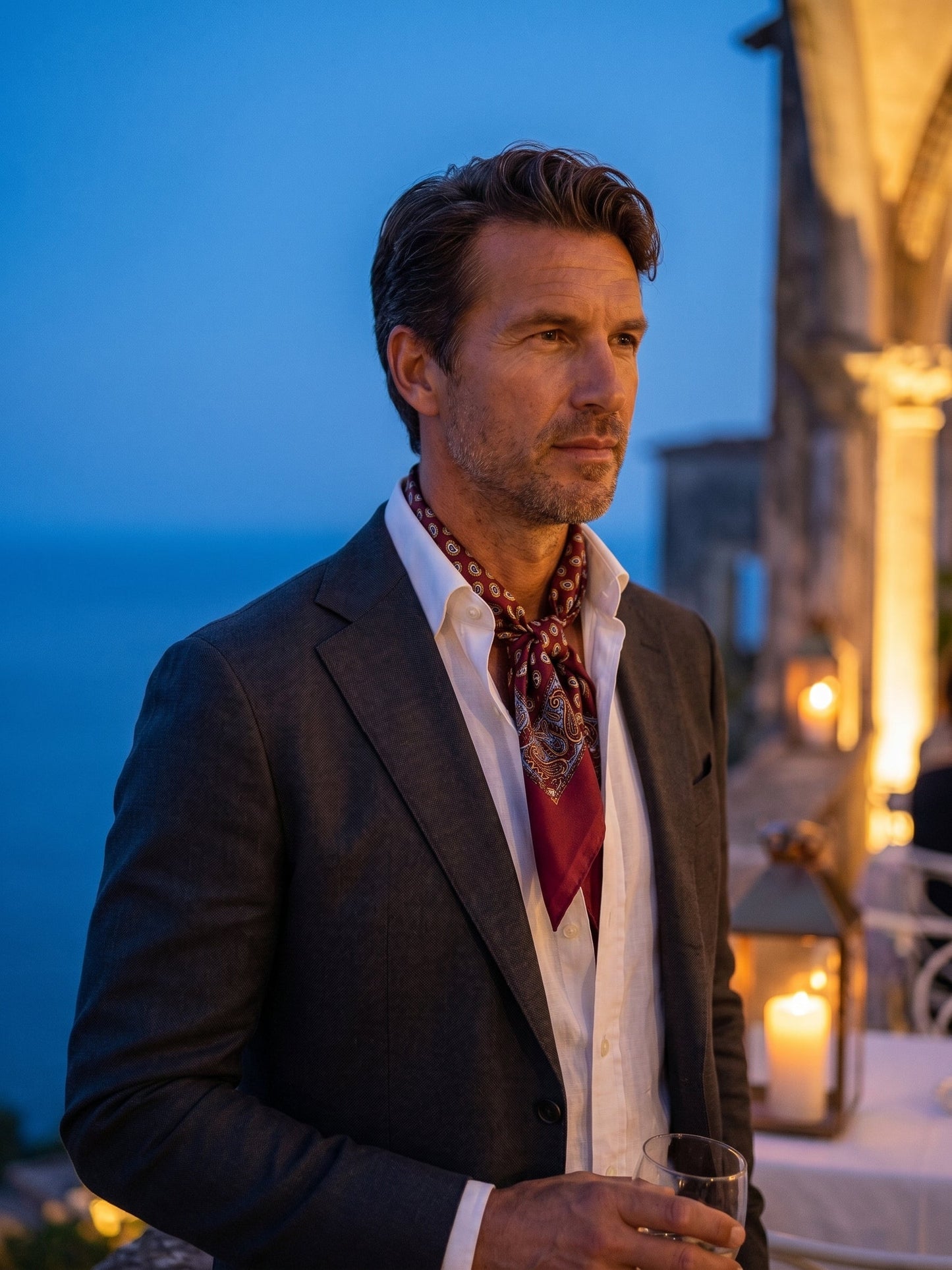 GLAZE red printed silk foulard