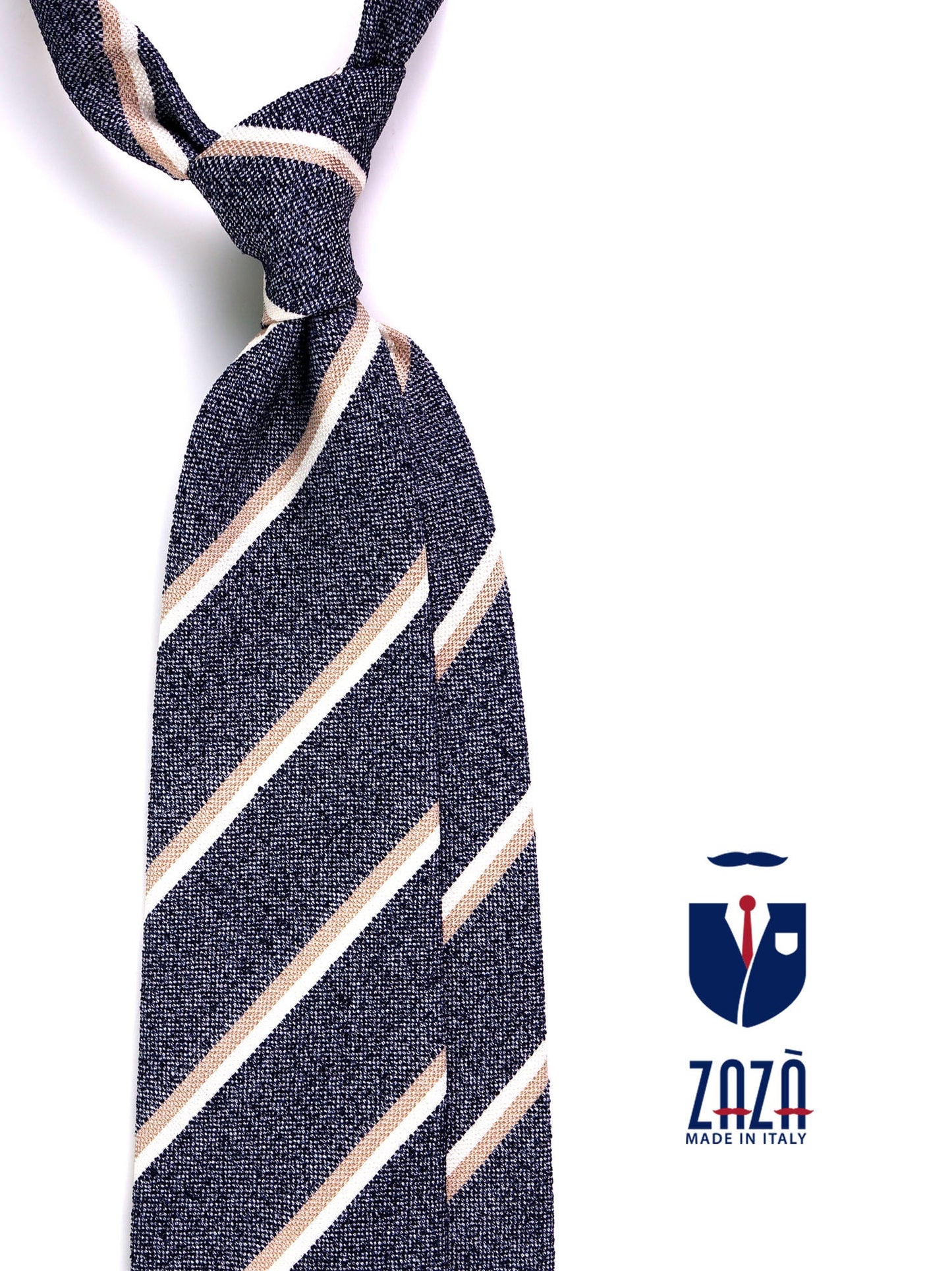 GRIMM 3-fold tie in blue silk\cotton