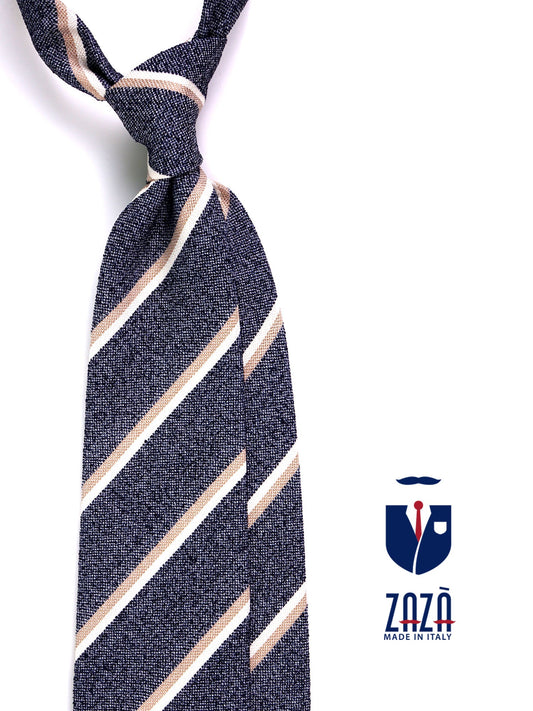 GRIMM 3-fold tie in blue silk\cotton