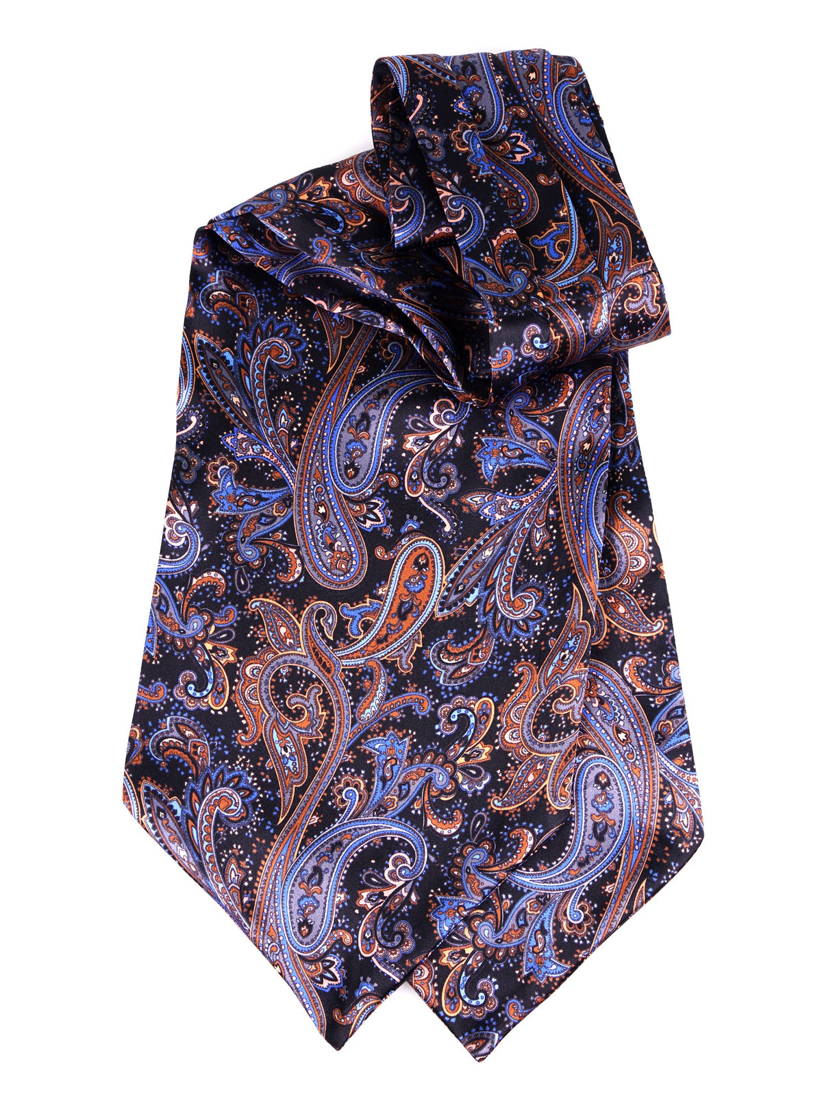 Black double point silk twill ascot GUTS
