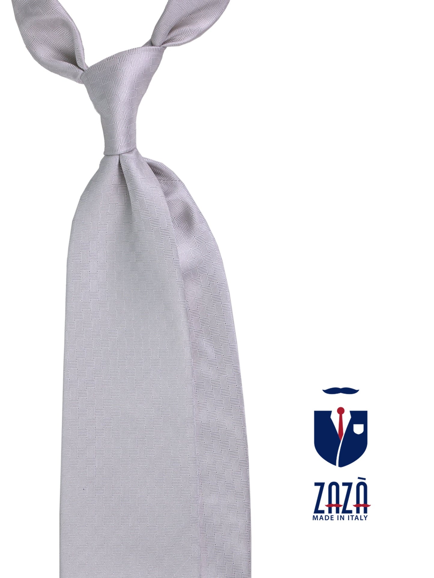 3-fold HAPPY tie in light grey jacquard silk