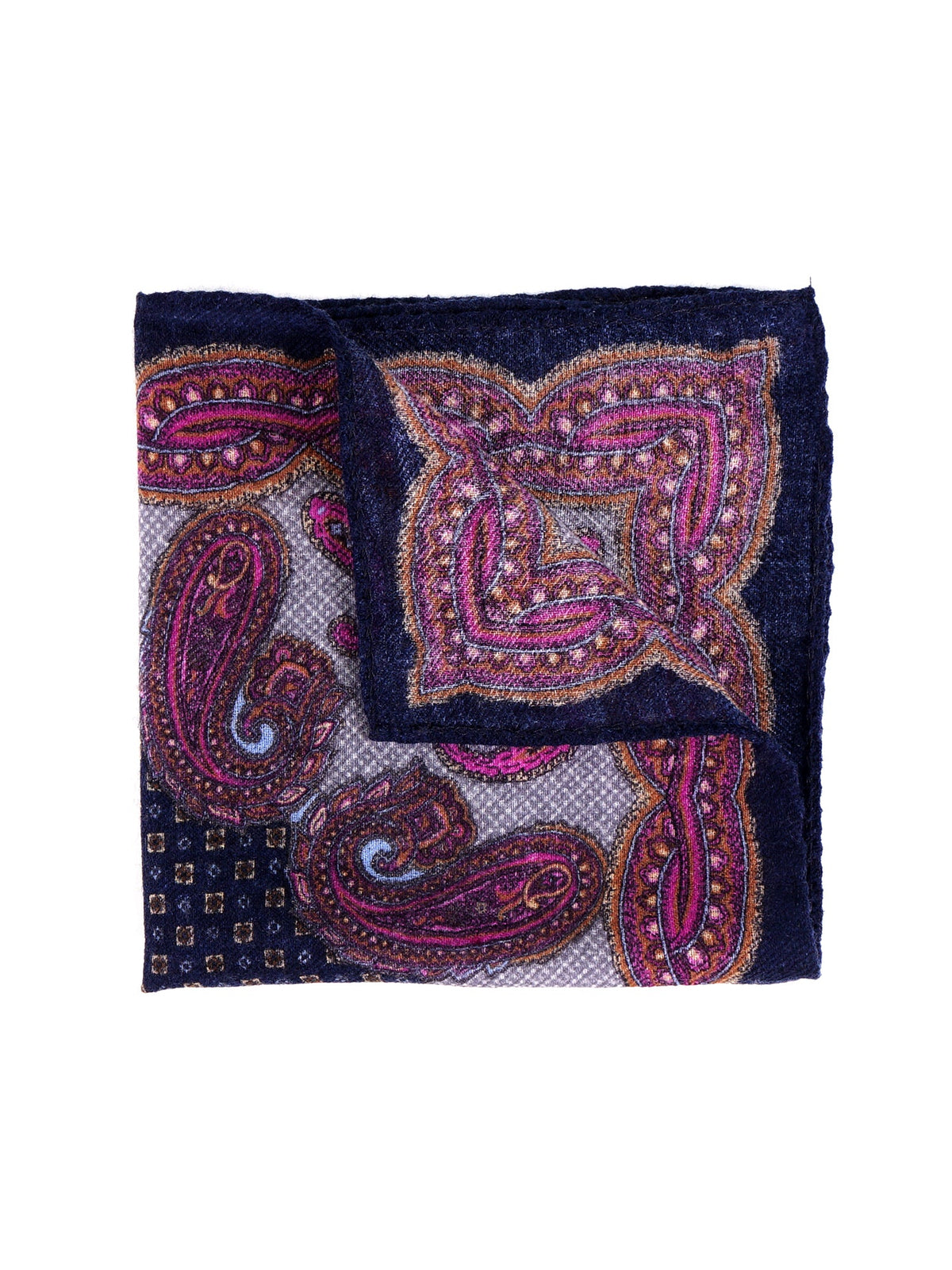 Black wool/cashmere pocket square HEBE