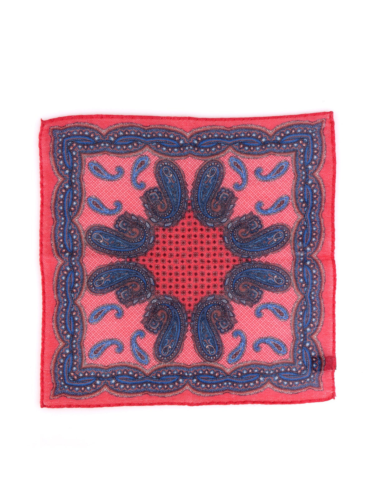 Coral red wool/cashmere pocket square HEBE
