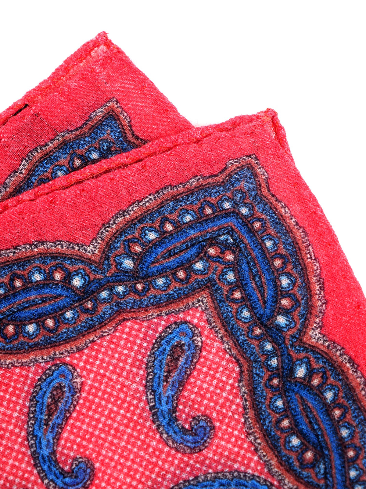Coral red wool/cashmere pocket square HEBE