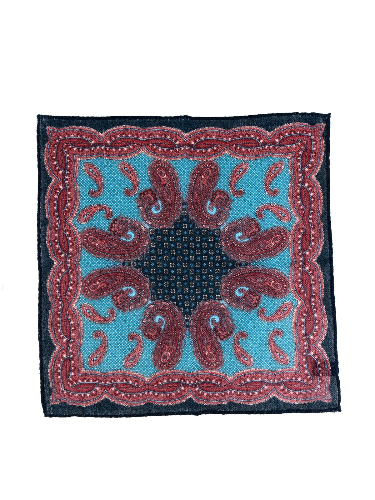 Green wool/cashmere pocket square HEBE