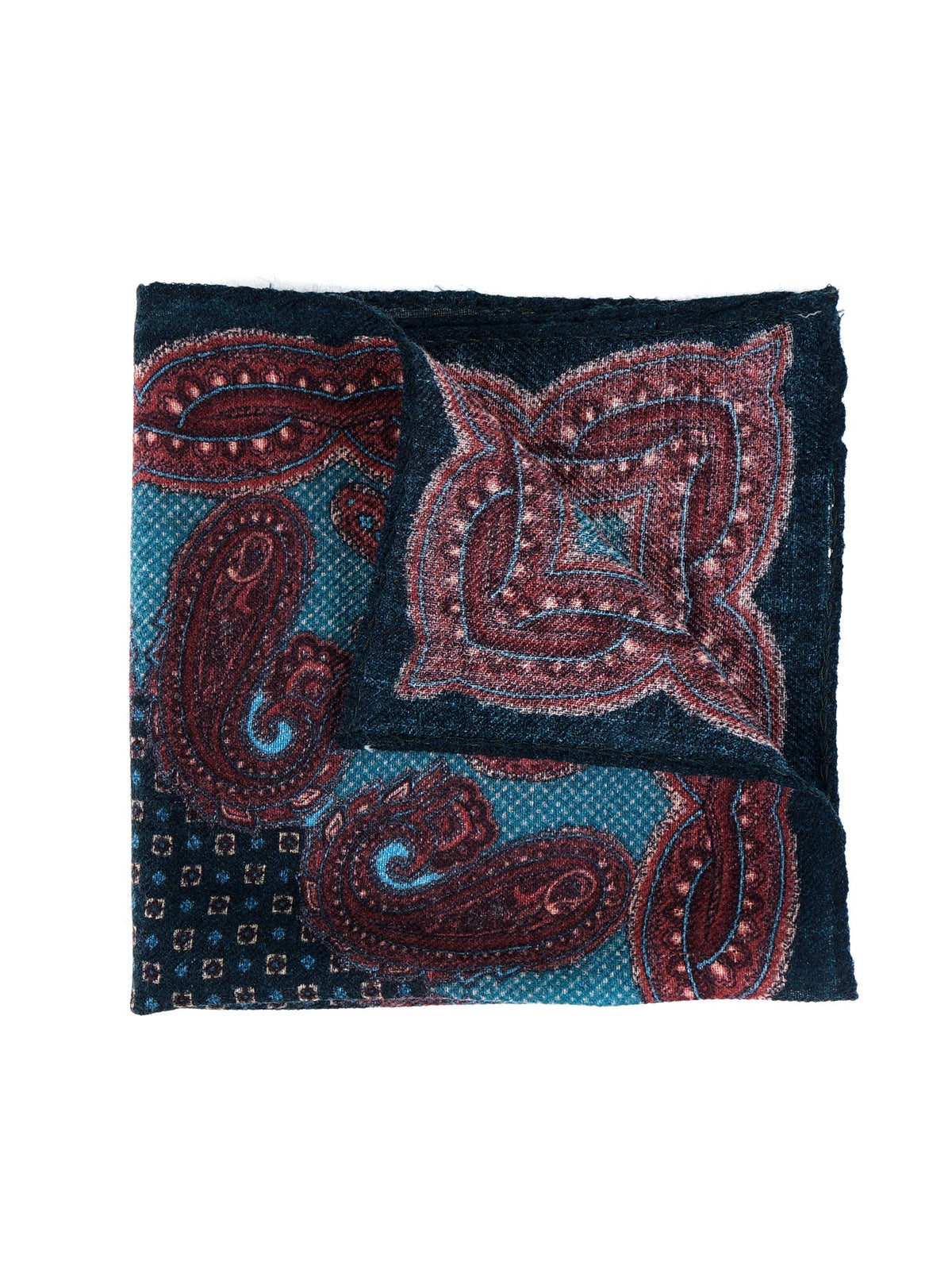 Green wool/cashmere pocket square HEBE