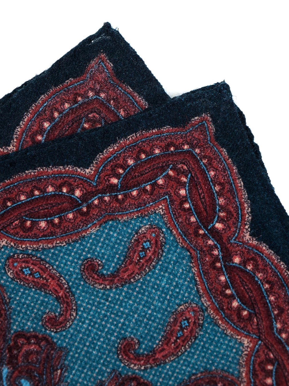 Green wool/cashmere pocket square HEBE