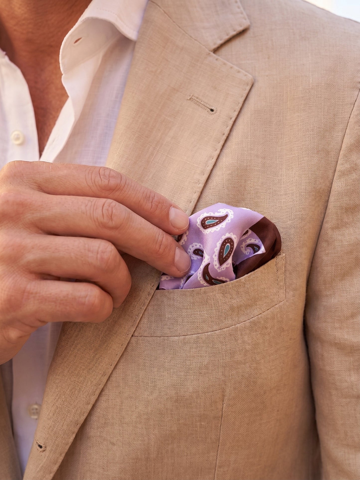 HOPES XL Printed Silk Pocket Square in Wisteria