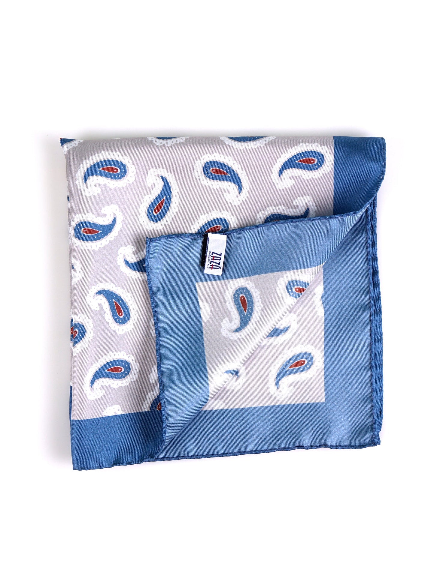 Grey XL Printed Silk Pocket Square HOPES