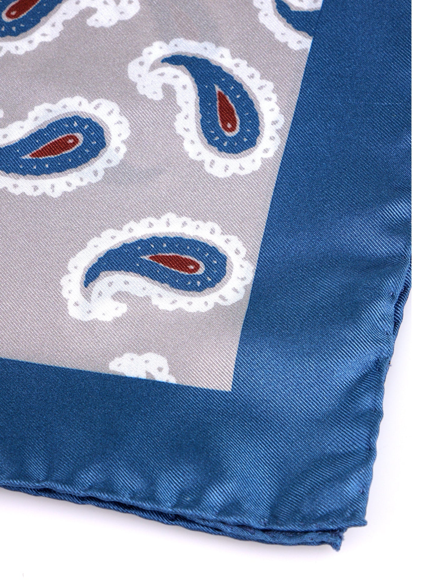 Grey XL Printed Silk Pocket Square HOPES