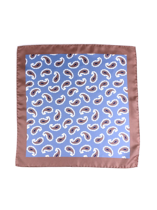 Light blue XL printed silk pocket square HOPES