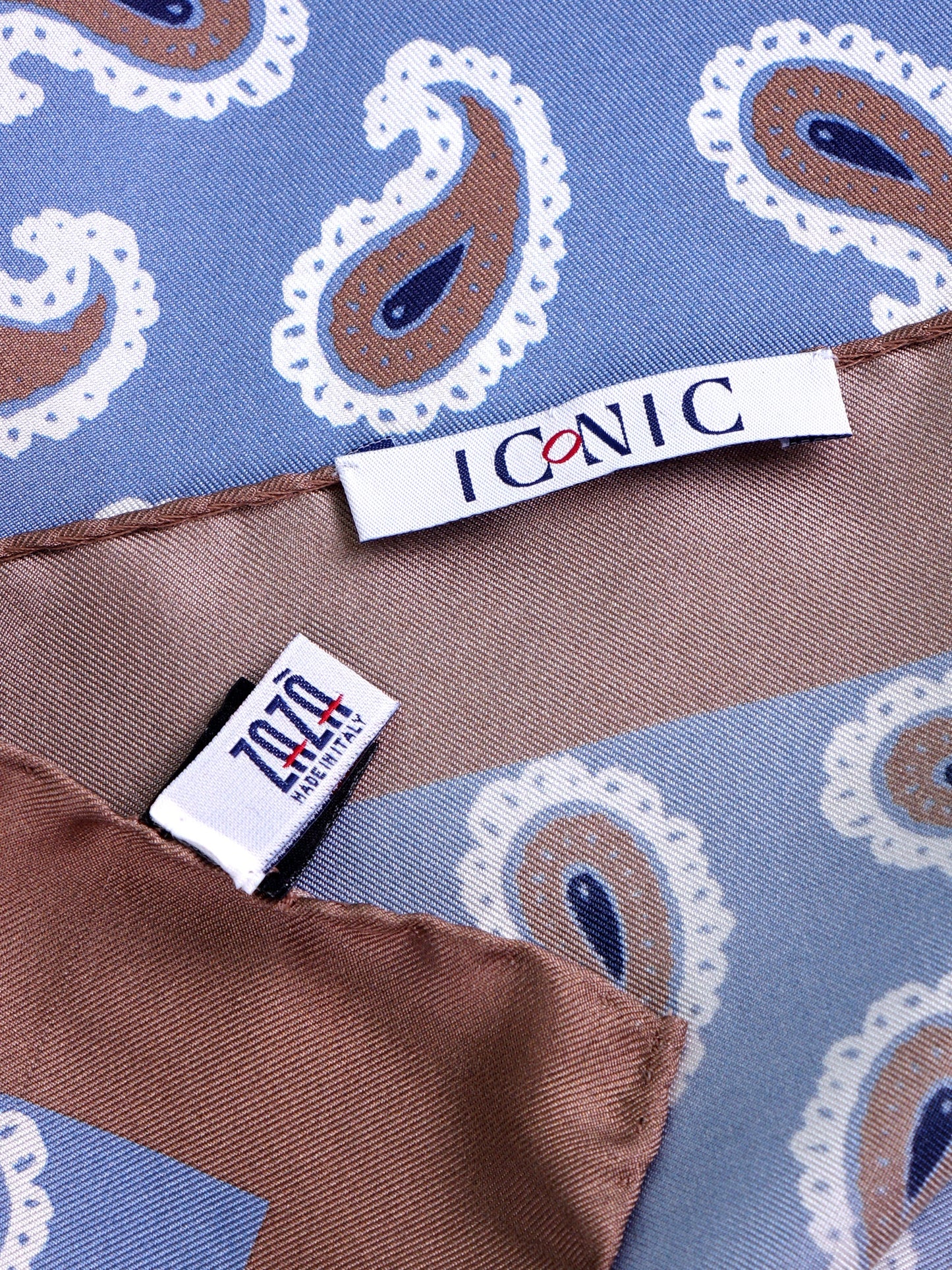 Light blue XL printed silk pocket square HOPES