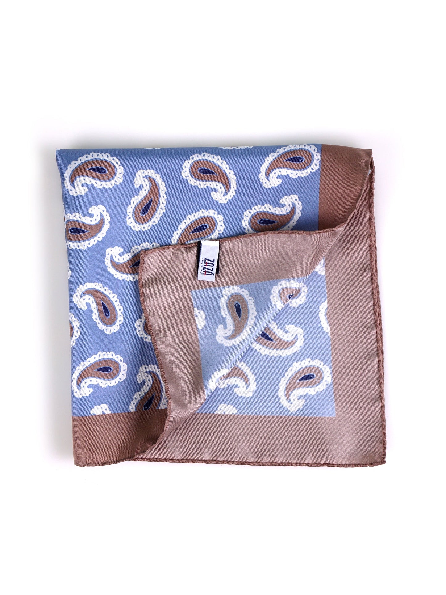 Light blue XL printed silk pocket square HOPES