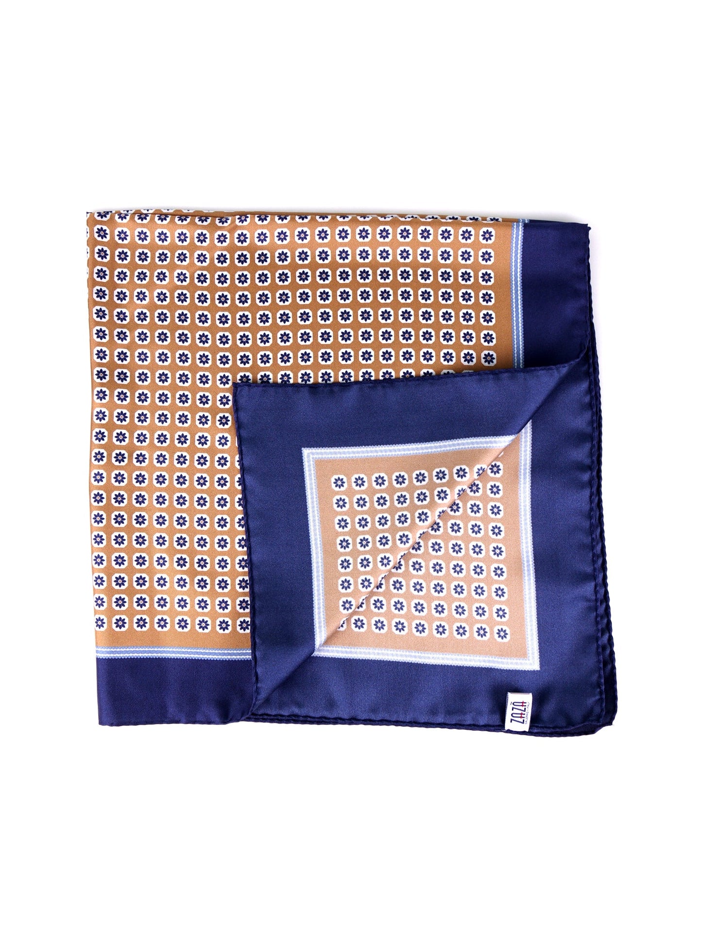 IMA camel brown printed silk foulard