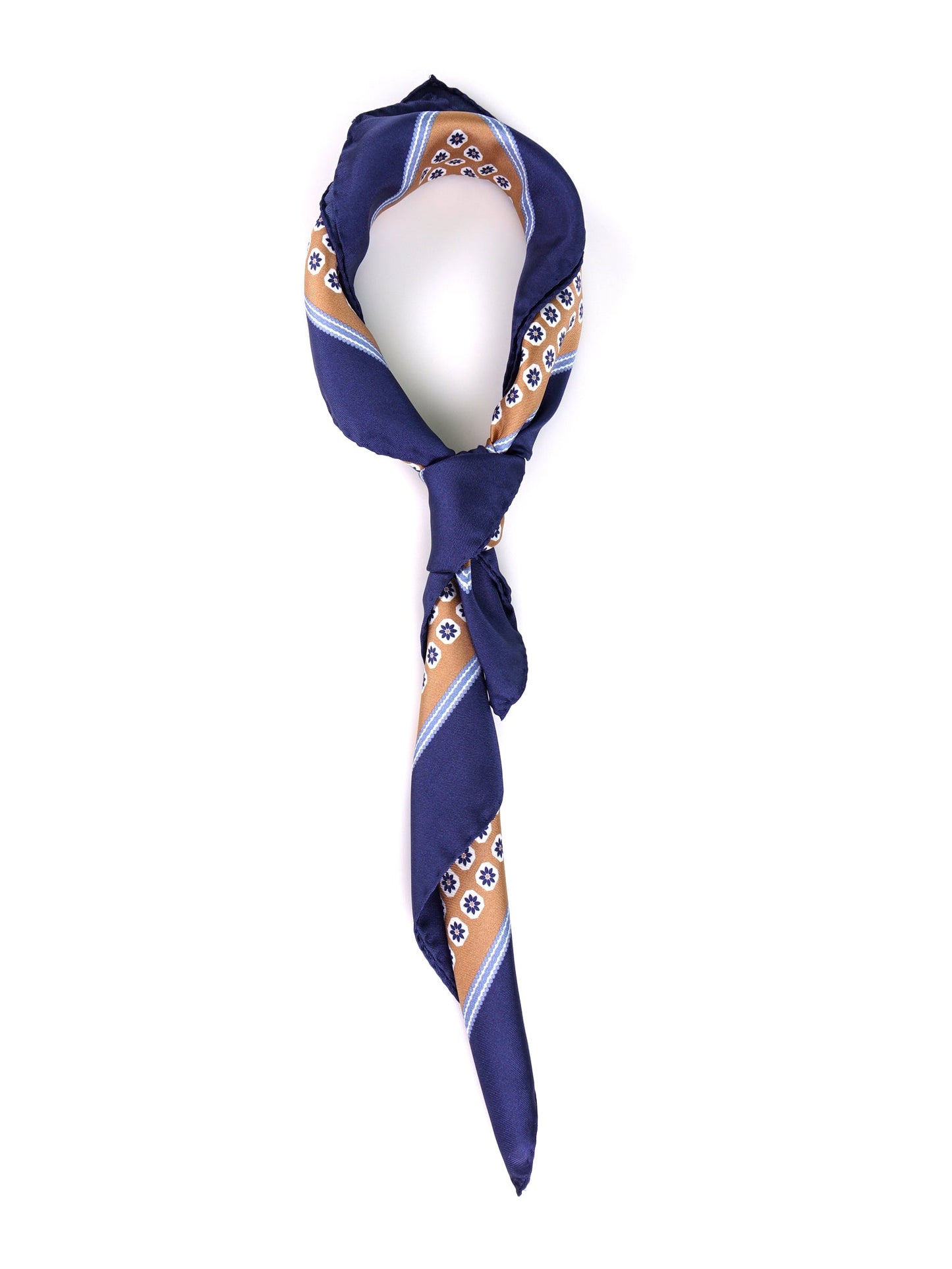 IMA camel brown printed silk foulard