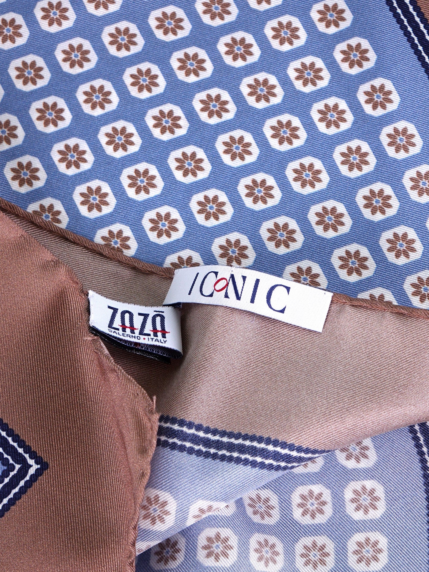 IMA light blue printed silk foulard