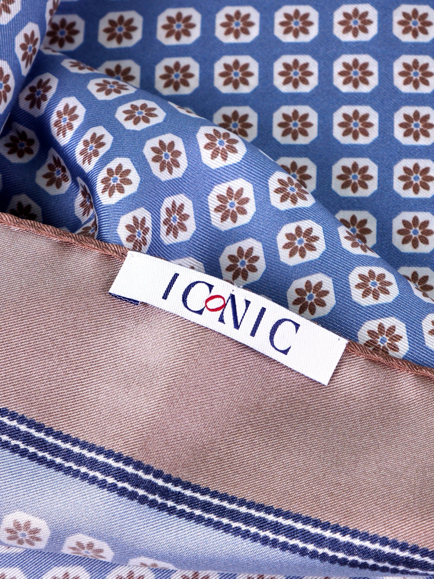 IMA light blue printed silk foulard