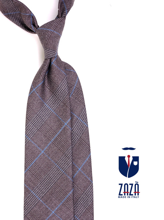 Brown 3-fold tie in pure wool INEED