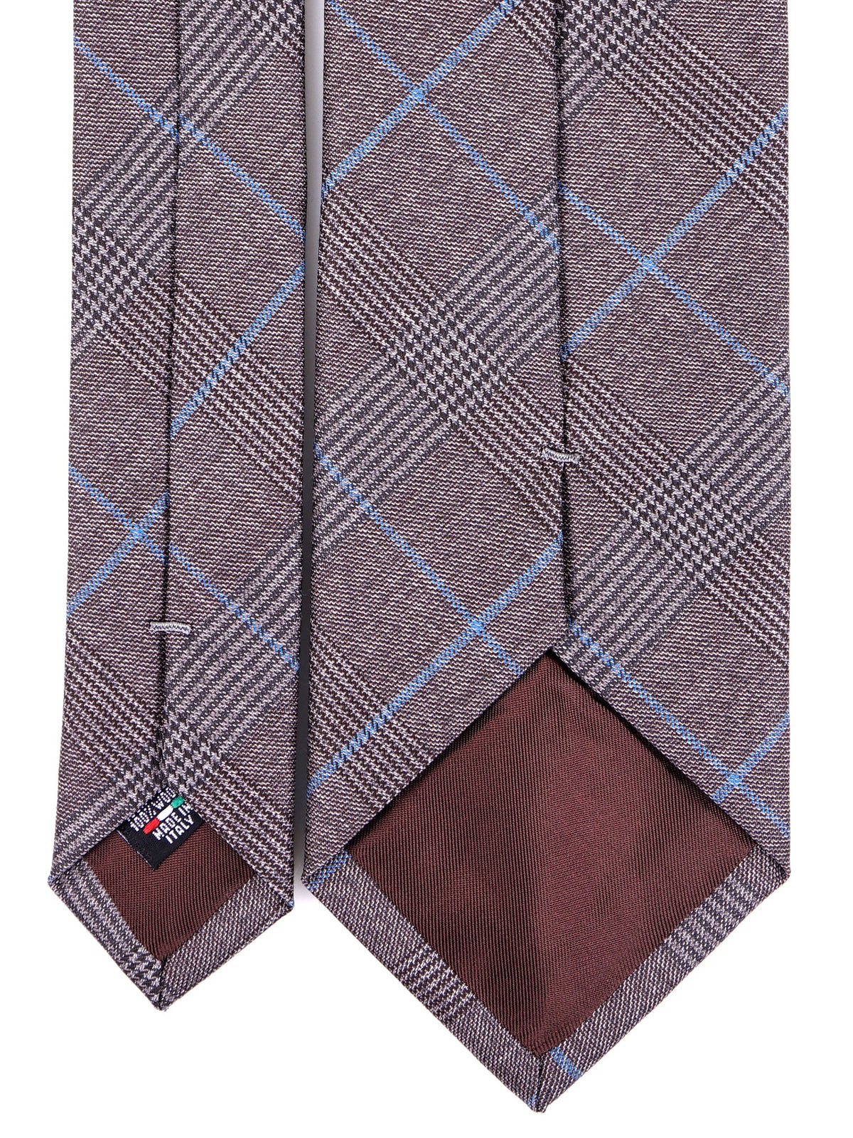 Brown 3-fold tie in pure wool INEED