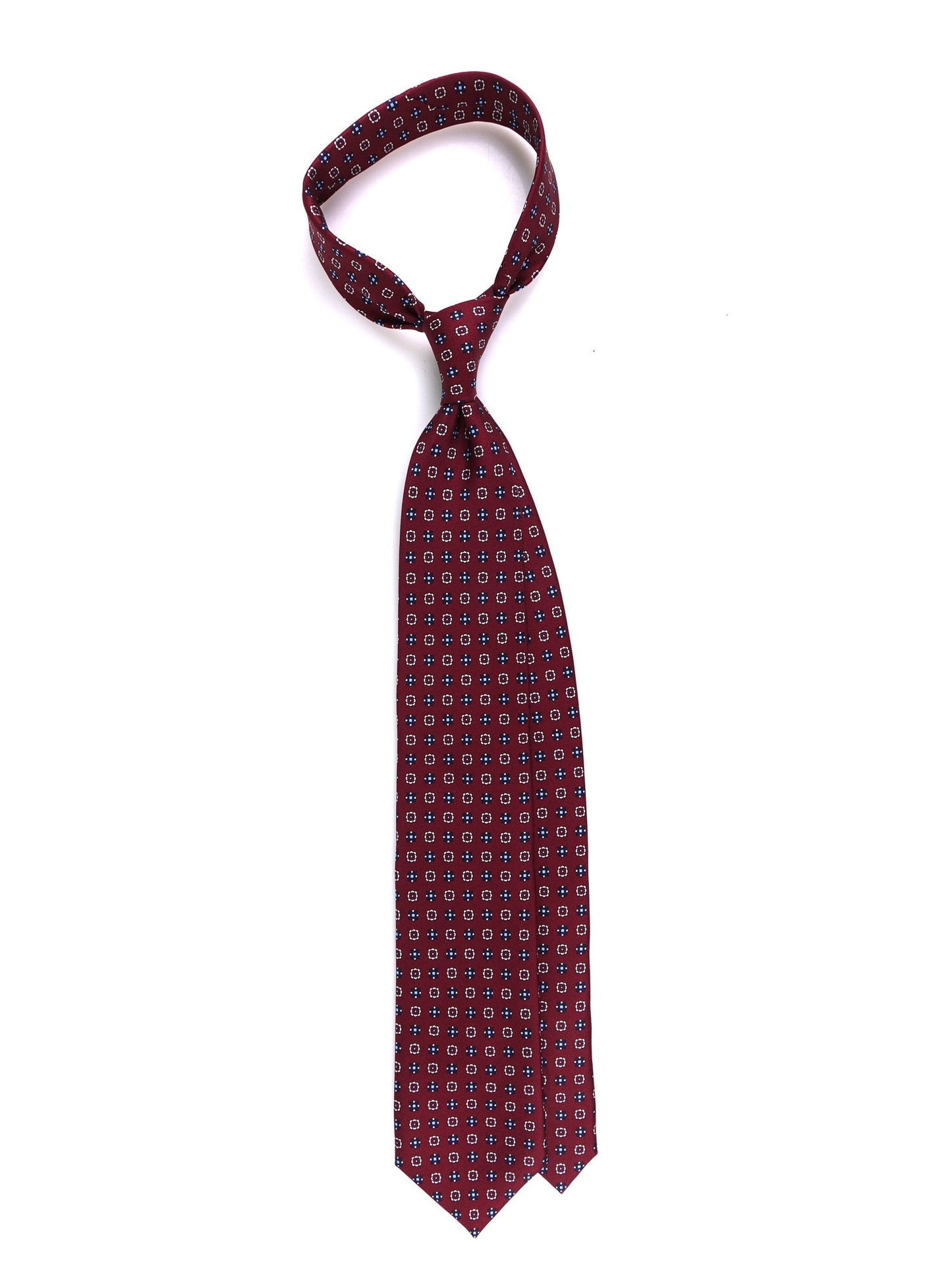 IRON 7 Folds Tie burgundy English printed silk