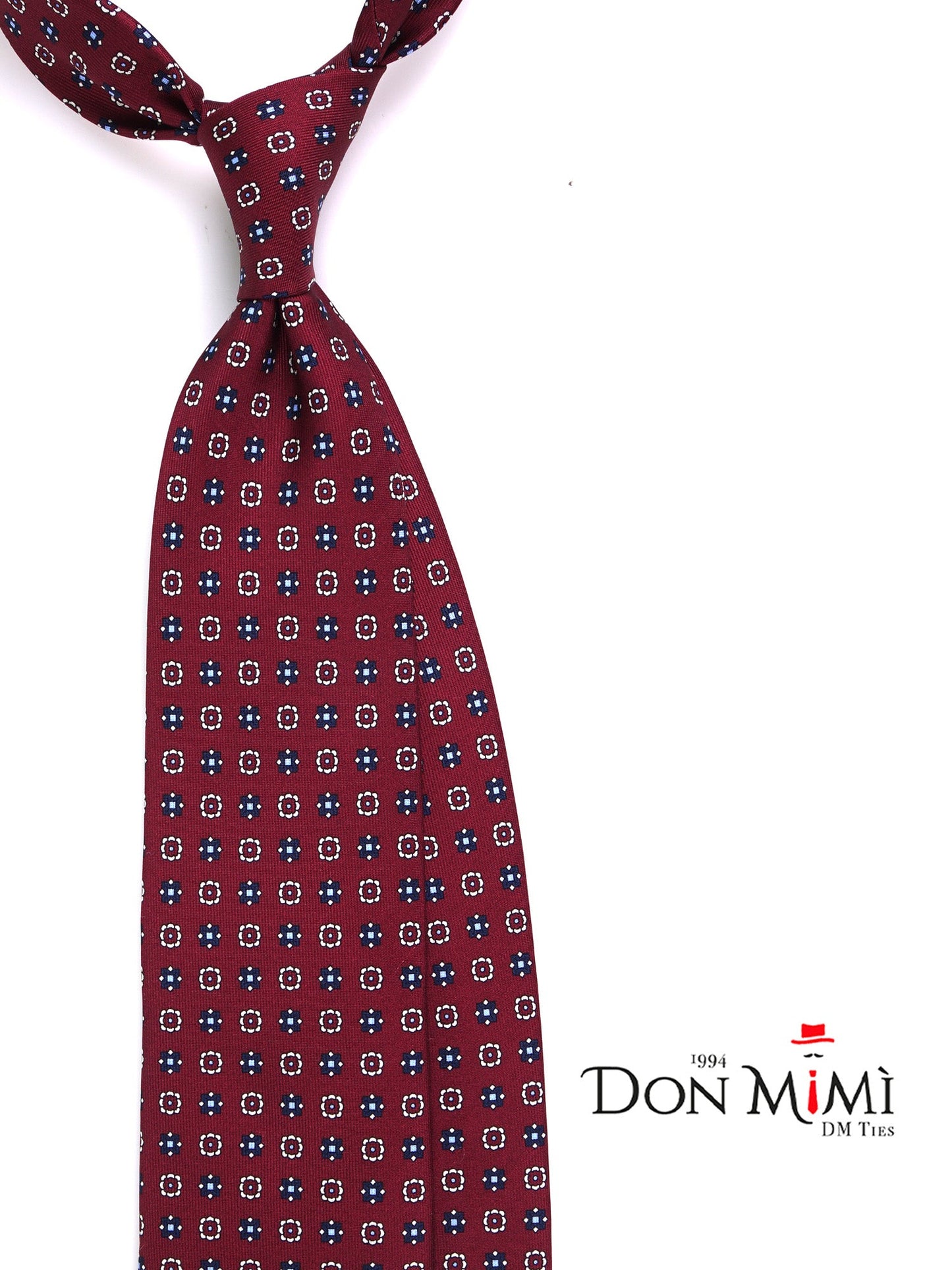 IRON 7 Folds Tie burgundy English printed silk