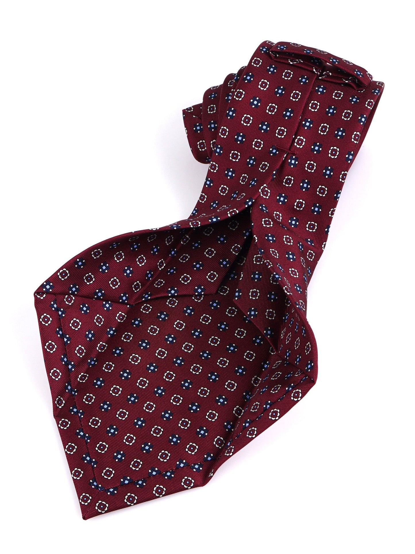 IRON 7 Folds Tie burgundy English printed silk