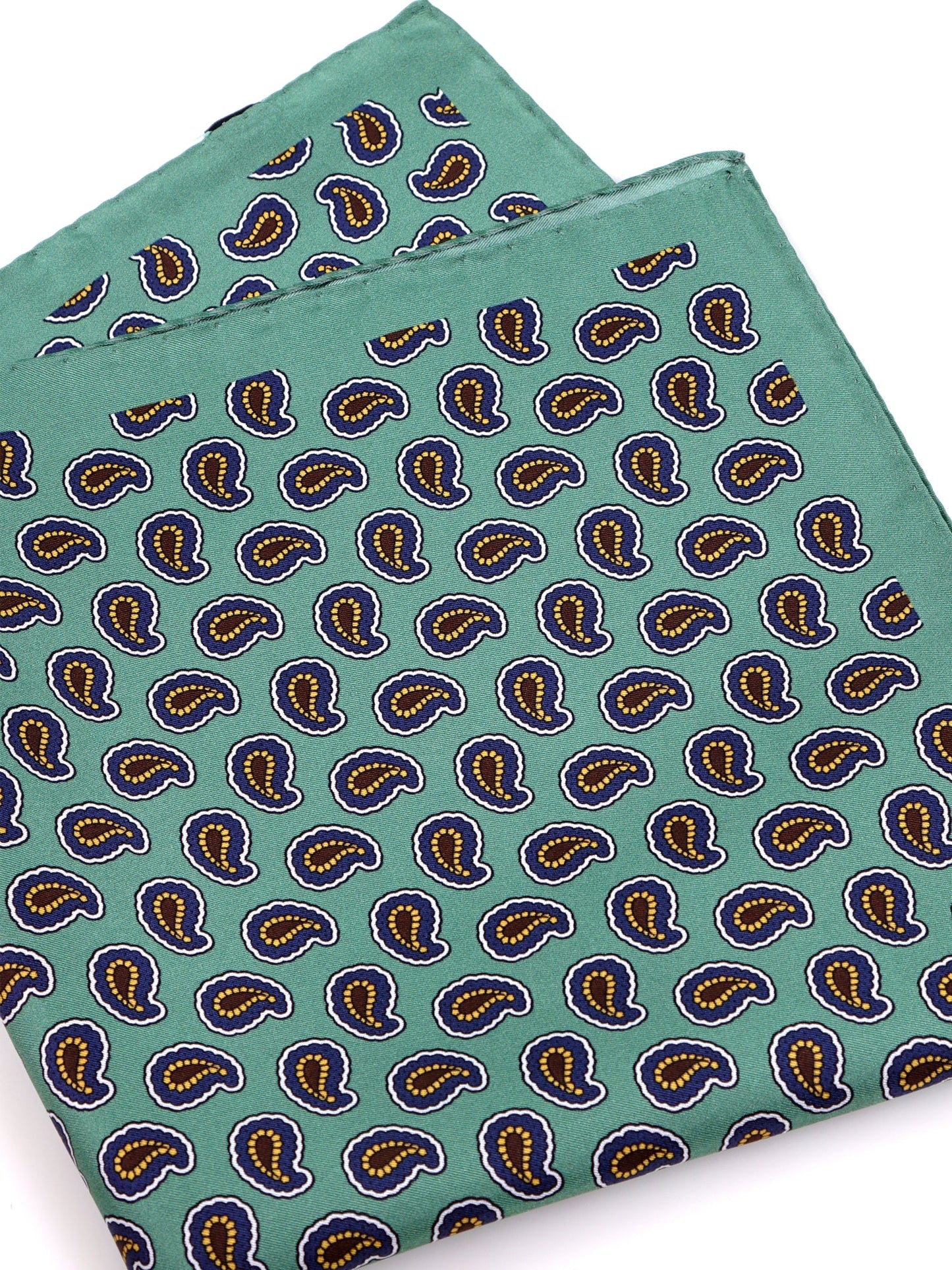 Fazzoletto da taschino verde XL in seta stampata JEAN