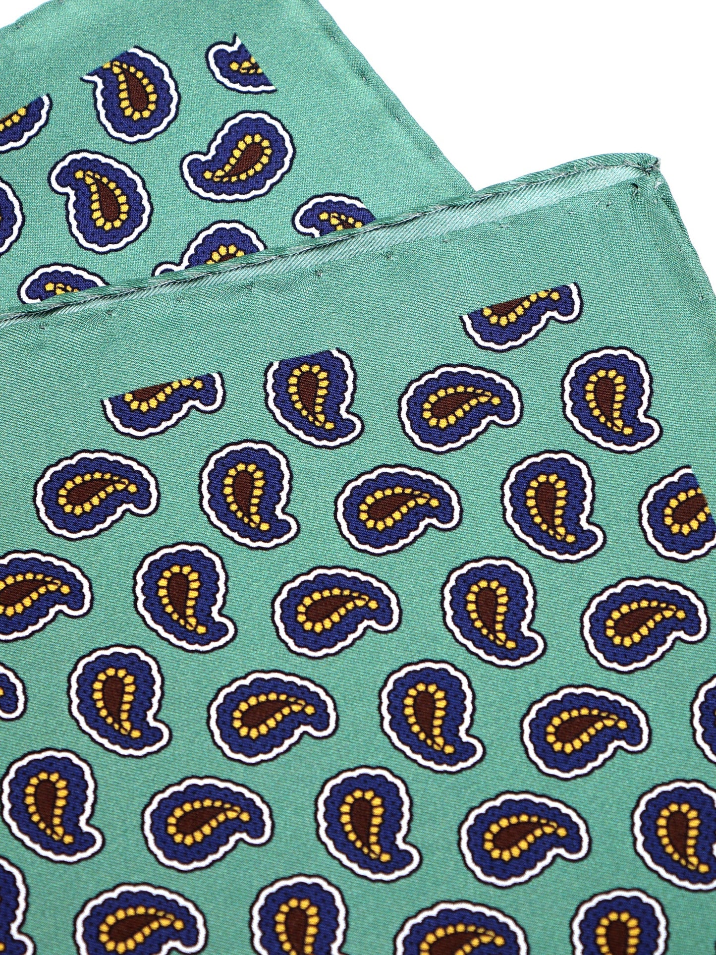 Fazzoletto da taschino verde XL in seta stampata JEAN