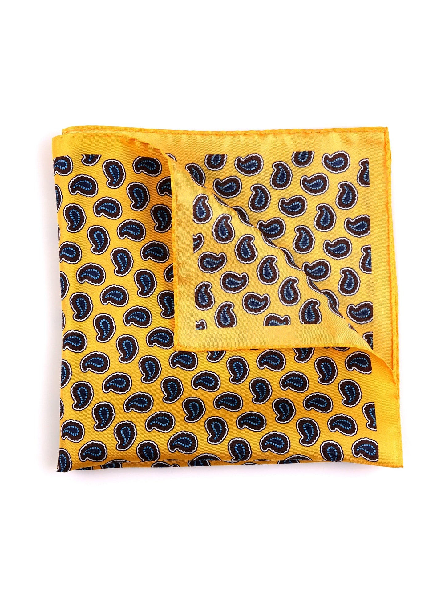 Fazzoletto da taschino giallo XL in seta stampata JEAN