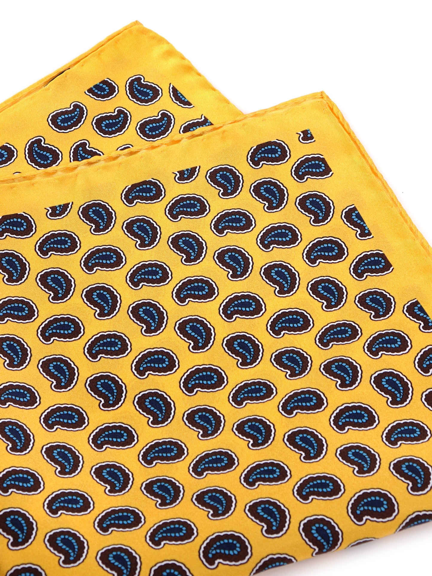 Fazzoletto da taschino giallo XL in seta stampata JEAN