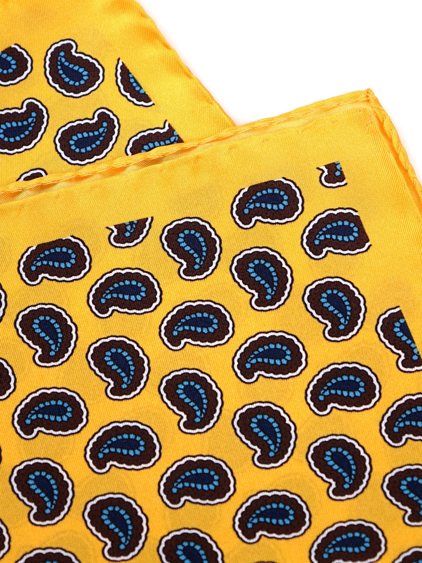 Fazzoletto da taschino giallo XL in seta stampata JEAN