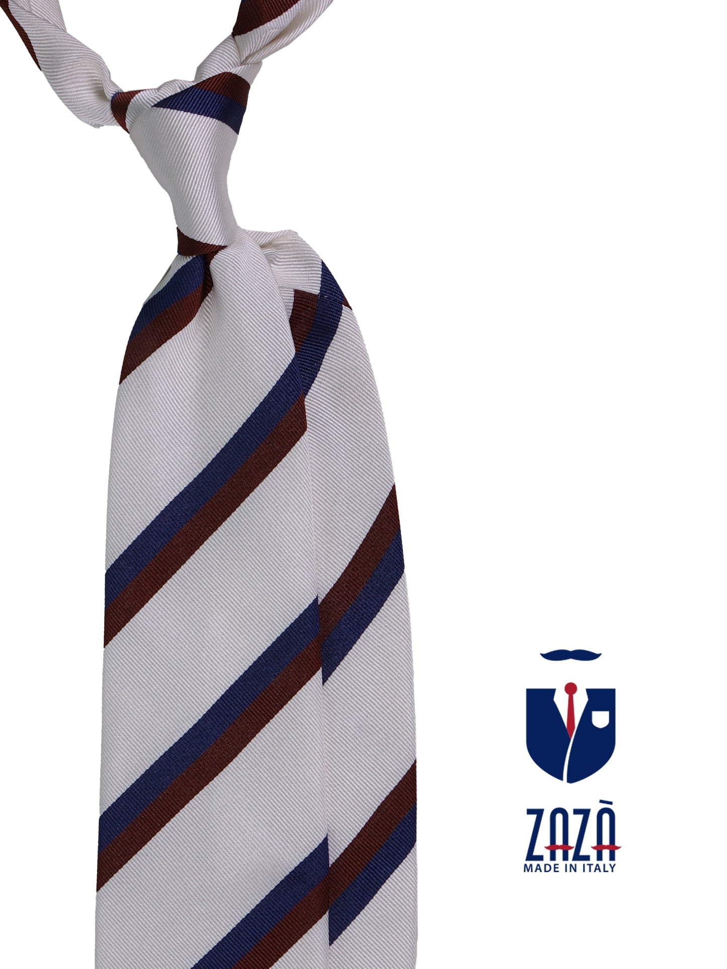 JOE 3-fold tie in white\blue jacquard silk