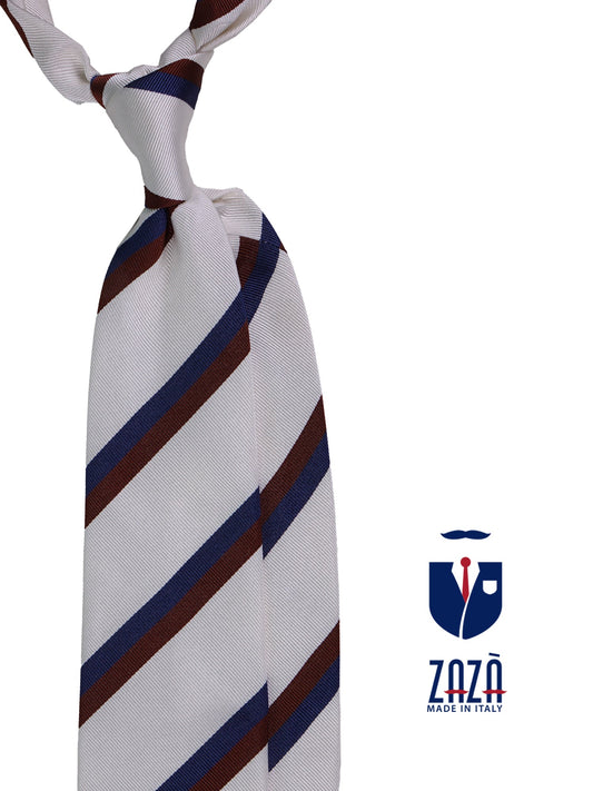 JOE 3-fold tie in white\blue jacquard silk